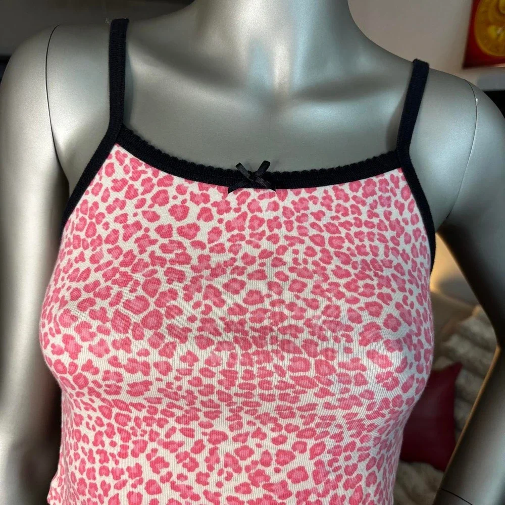 John Galt Pink Leopard Print Cropped Cami Tank Top XS